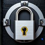 **Secure Digital Fortress:** A stylized digital lock protecting personal data from cyber threats, symbolizing the security provided by a password manager.