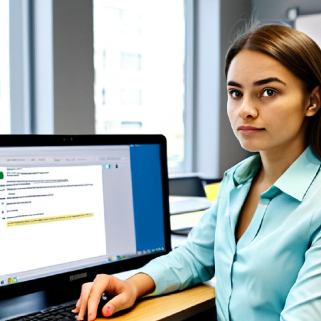 **
"A friendly, professional-looking young woman sitting at a desk in a brightly lit office, fully clothed in business casual attire, looking concerned while staring at a laptop screen displaying a "Hacked!" message. A sticky note on her monitor reads 'password'. Safe for work, appropriate content, professional, perfect anatomy, natural proportions, well-formed hands, proper finger count, modest clothing. The background is a clean, modern office space with blurred colleagues working in the distance."
**