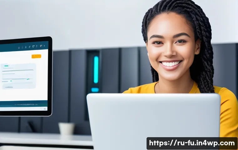 패스워드 관리 시스템의 주요 기능 - **Prompt:** A young, diverse professional in a modern, well-lit office setting is smiling confidentl...