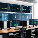 Home 22 패스워드 관리 시스템의 법적 규제 - A modern corporate office environment in Moscow, Russia, showcasing cybersecurity professionals work...