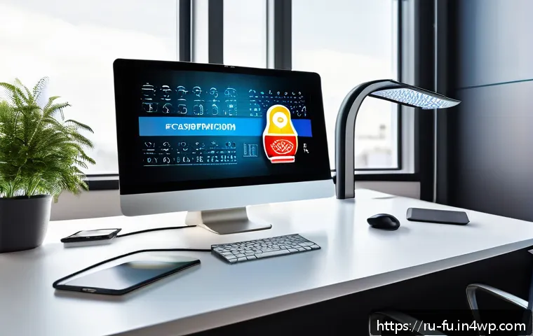 패스워드 관리 시스템의 효과적인 운영 전략 - A detailed digital illustration of a professional workspace focused on cybersecurity, showing a mode...