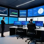 Home 18 패스워드 관리 시스템의 보안 감사 절차 - A high-tech cybersecurity control room with multiple large digital screens displaying real-time logi...